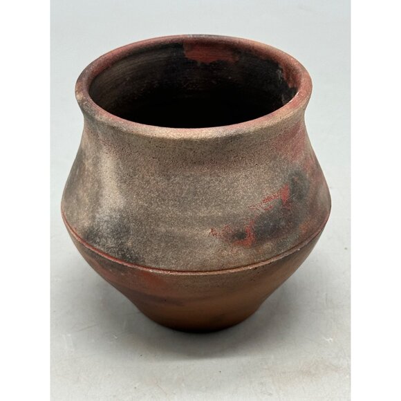 Vintage 1991 Morelli Workman Handmade Pottery Vase Red Brown 4"x4" Used READ - Picture 3 of 7
